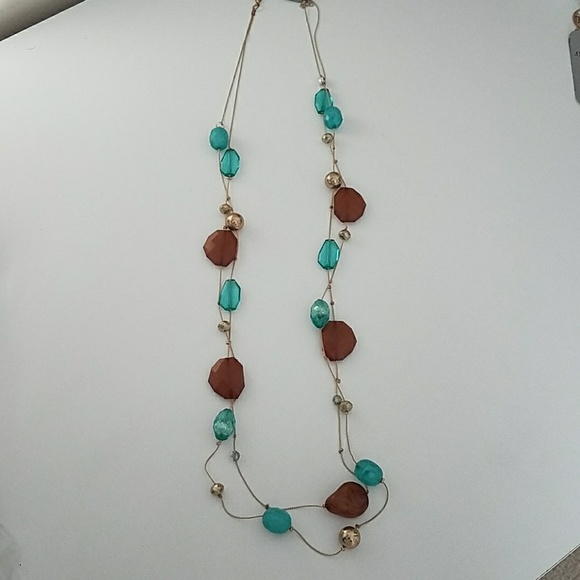 Teal & Brown Long Necklace - Picture 3 of 3